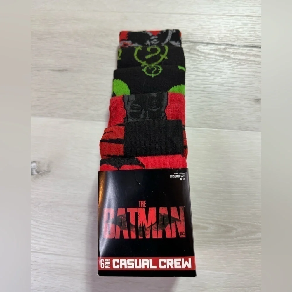 Set of 6 “The Batman” Crew Socks, NIB, Men’s Size 8-11
